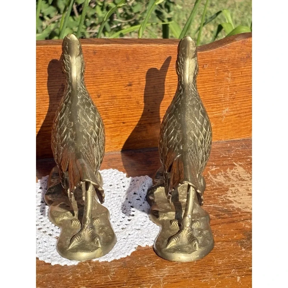 Vintage Pair Of Brass Roadrunner Figurines 7.5